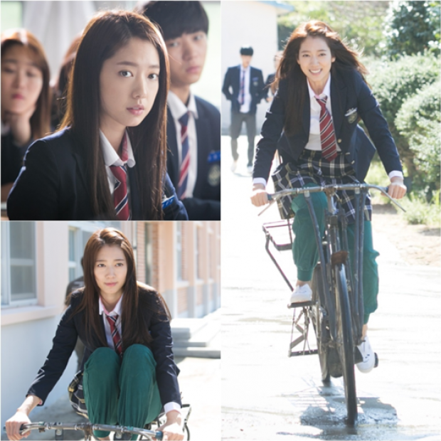 พัคชินเฮ ในชุดนักเรียนน่ารักสดใสปั่นจักรยาน จากละครเรื่อง Pinocchio
