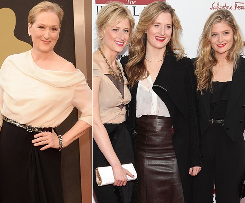 Meryl Streep กับลูกสาวทั้ง 3  Mamie, Grace, Louisa Gummer