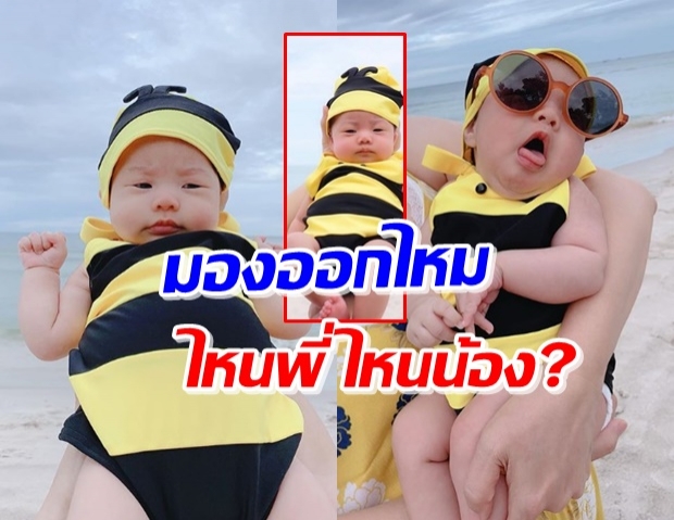  แฝดมาก! ‘น้องเป่าเป้ย์’ วัยเดือนกว่าใส่ชุดผึ้งน้อยของ ‘พี่เป่าเปา’ 