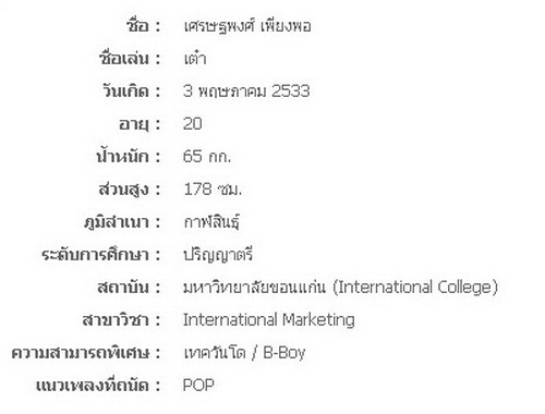 [af8]รู้จัก V23 : นายเศรษฐพงศ์ เพียงพอ (เต๋า)