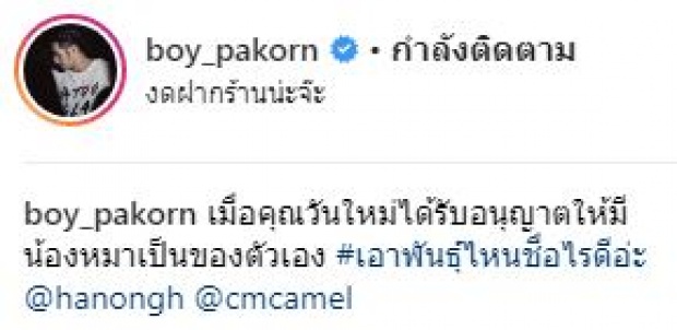 เปิดแช็ตของ 3 หนุ่ม “บ้านฉัตรบริรักษ์” เมื่อ “น้องวันใหม่” จะมีน้องหมาเป็นของตัวเอง