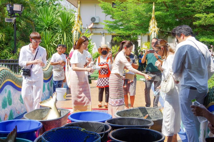 บุญใหญ่ เบลล่า ควงคุณเเม่ปล่อยปลาหน้าเขียง 1,000 กิโลกรัม 