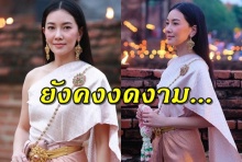 งดงามที่สุด “นุ่น วรนุช” แต่งชุดไทยร่วมเวียนเทียนที่อยุธยา