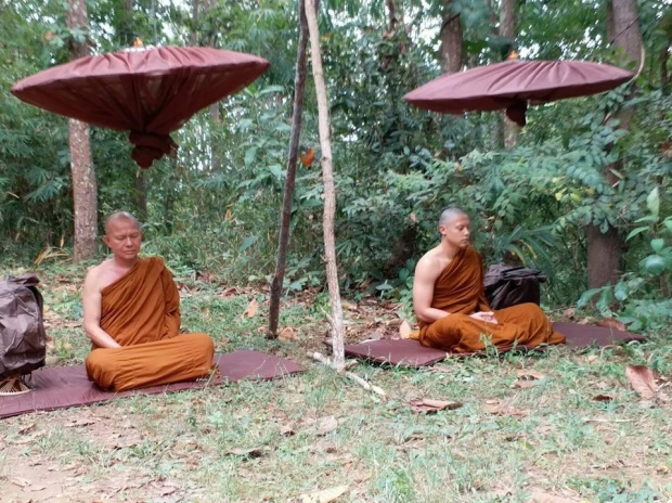 สาธุ เผยภาพ พระหมาก ปริญ เท้าเปล่าเดินธุดงค์ ปักกลด กลางป่าที่เชียงราย