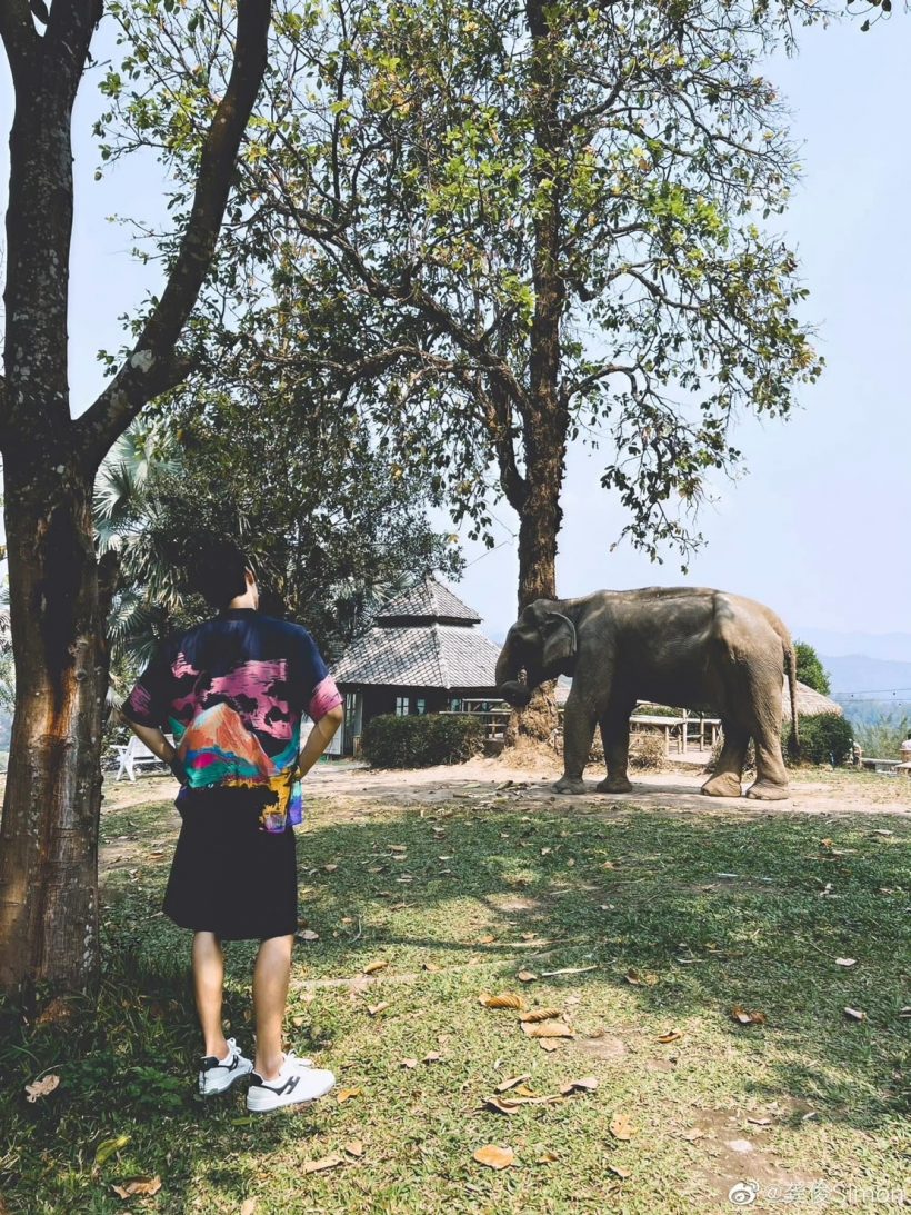 เฟี้ยวจัด! พระเอกเเดนมังกรโผล่เที่ยวไทย เลี้ยงช้าง-เเว้นมอไซค์ ลุคนี้หาดูยาก