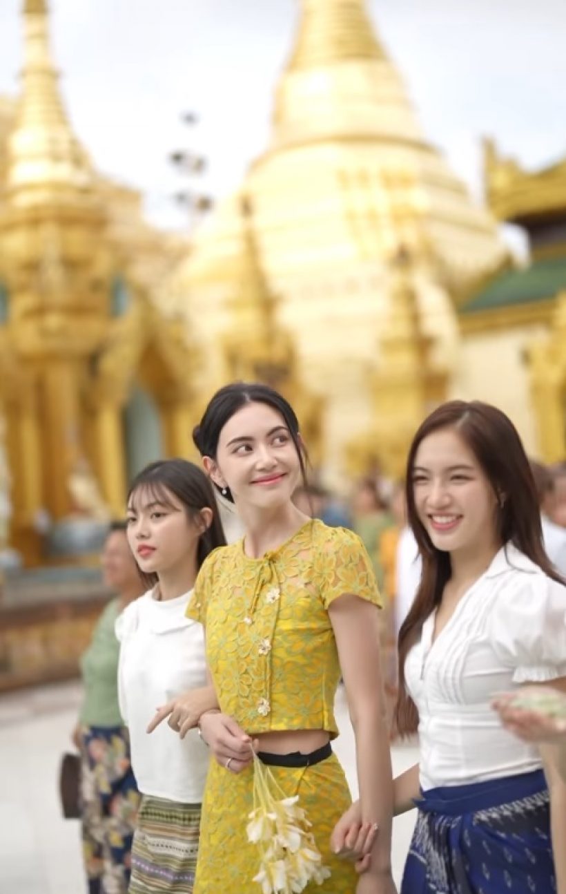 ว้าว ใหม่ ดาวิกา พาเด็กในค่ายสวมชุดไทยสวยสง่า ทำบุญที่พม่า