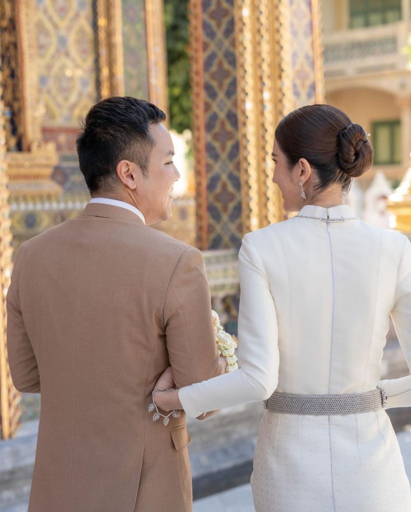 นางเอกช่อง7 ควงว่าที่เจ้าบ่าว เข้ารับพระราชทานน้ำพระพุทธมนต์ 