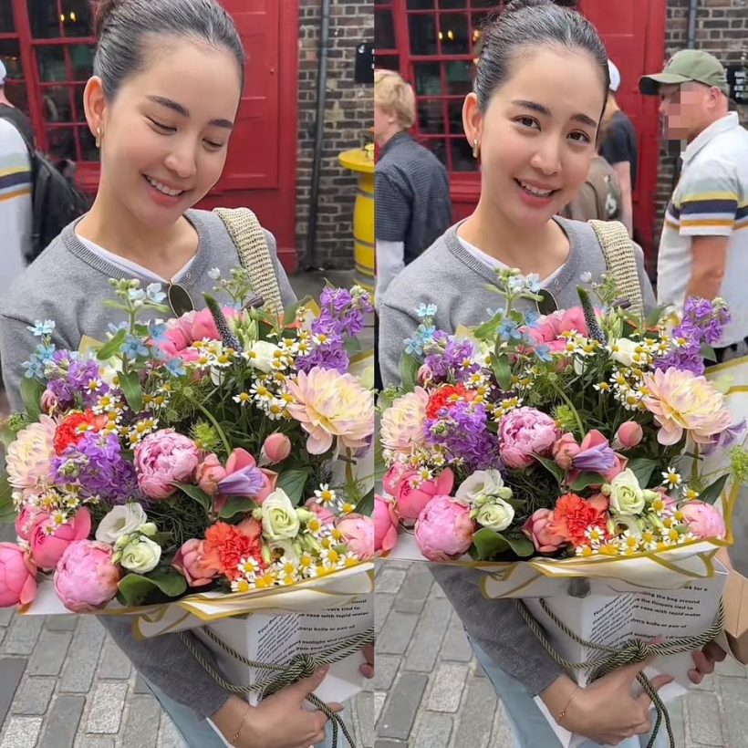 ความคิดถึงทำงาน..อาเล็กส่งดอกไม้วันครบรอบให้โบว์ เมลดา ถึงลอนดอน