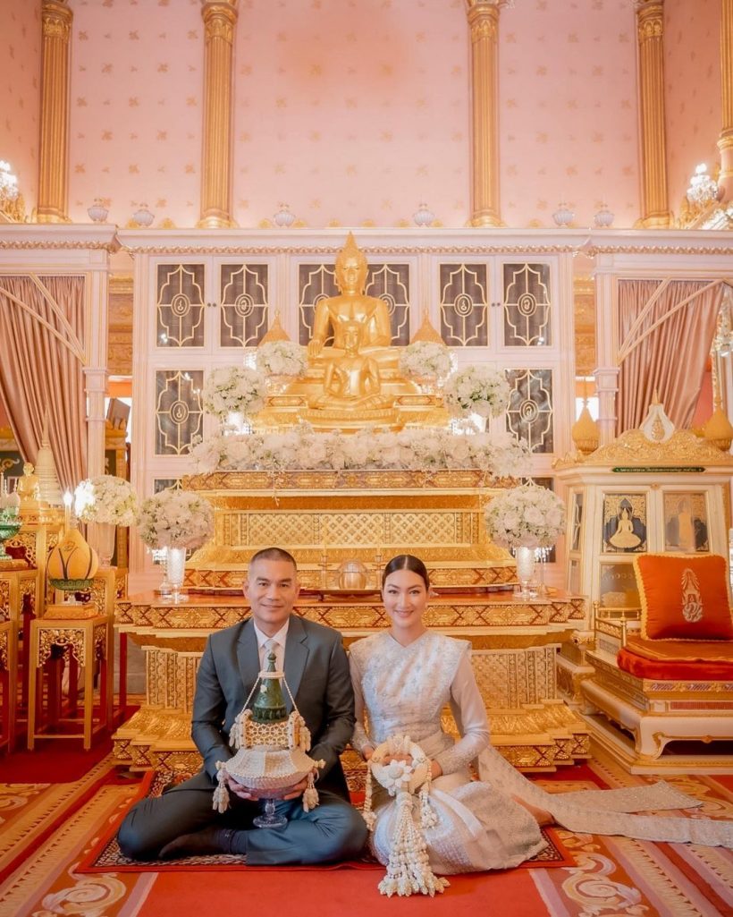 คู่รักชื่อดัง เข้าเฝ้าสมเด็จพระสังฆราชเสิรมสิริมงคลก่อนวิวาห์