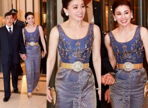 ทรงพระสิริโฉม พระราชินี ในชุดไทยดุสิตสีม่วง ตราตรึงใจทั่วโลก