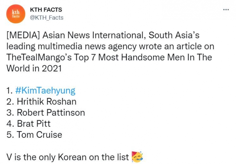 ไม่ธรรมดา! V BTS ได้รับโหวตให้เป็นผู้ชนะในโพล ผู้ชายที่หล่อที่สุดในโลก 