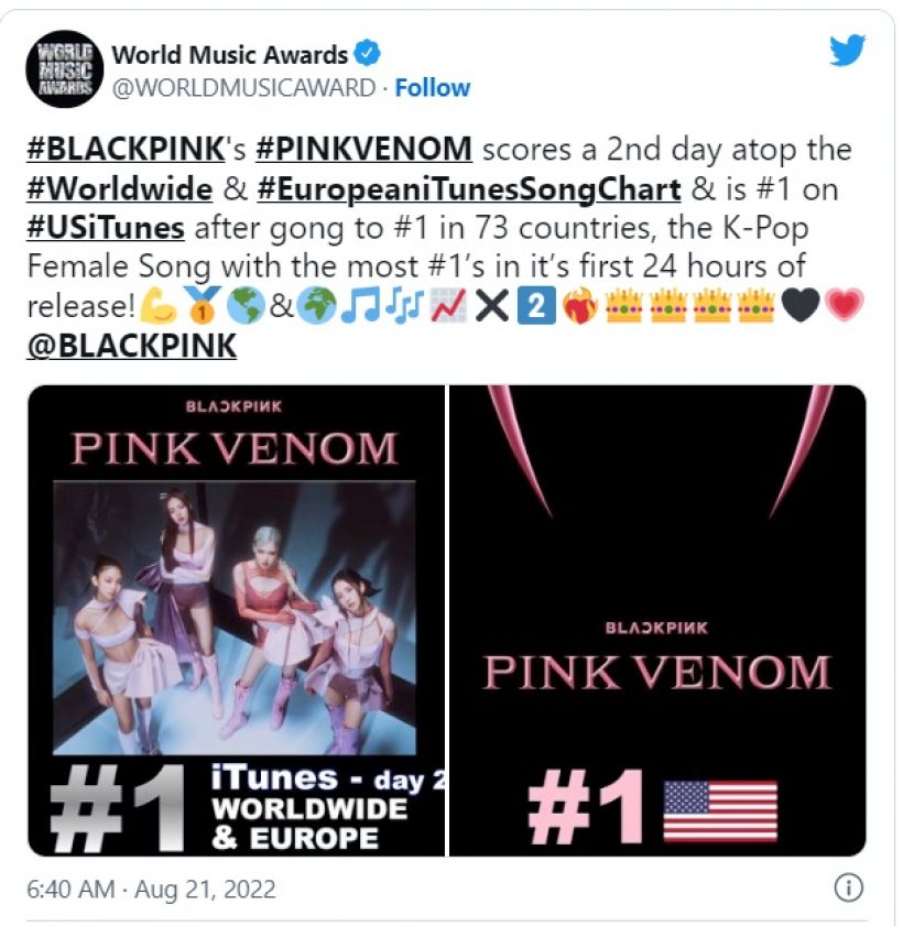 Pink Venom ของ BLACKPINK ขึ้นถึงอันดับ1iTunes อเมริกา