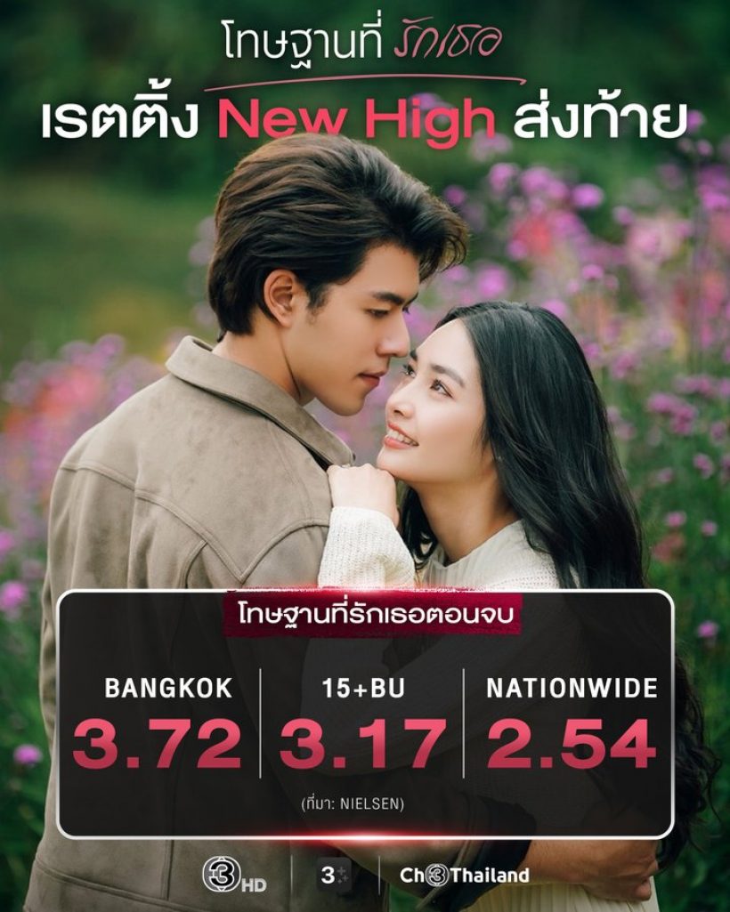 ปิดฉากสุดปัง! โทษฐานที่รักเธอ คว้าเรตติ้งนิวไฮส่งท้าย