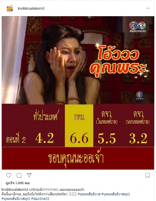   คุณพระช่วย! เรตติ้ง บุพเพสันนิวาส รีรันรอบ3 ตอนที่2 ดูกันไม่มีวันเบื่อ!?