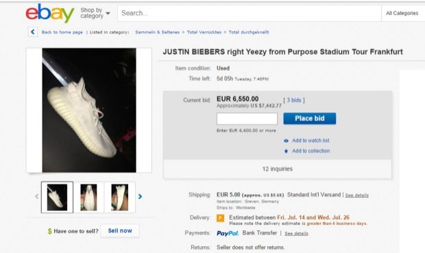 Justin Bieber โยนรองเท้ากลางคอนเสิร์ต คนที่เก็บได้ประมูลขายโคตตรแพง!! 