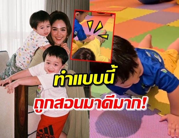 ‘น้องพายุ-น้องสายฟ้า’ โชว์วิดพื้น แต่อ้วนเป็นห่วงพี่เมื่อเห็นสิ่งนี้! (คลิป)