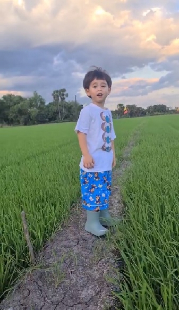 สายฟ้า-พายุ พาทัวร์ทุ่งนาดื่มด่ำธรรมชาติ โพสท่าสุดปังสมเป็นนายแบบตัวจิ๋ว