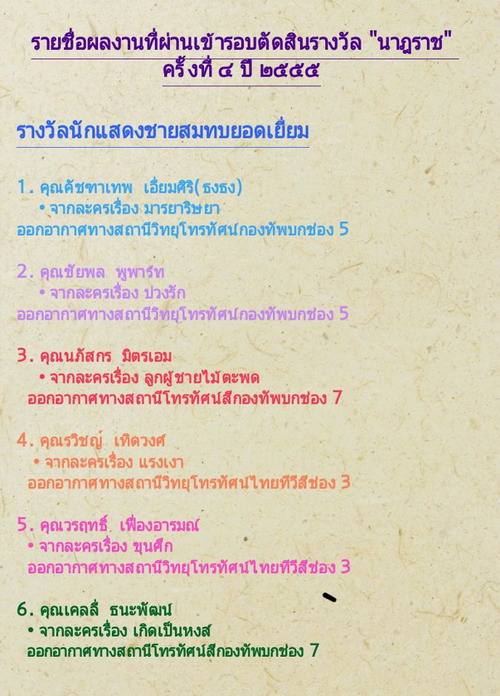 เผยโผผู้เข้าชิงนาฎราชครั้งที่ 4 เข้มข้น - ดุเดือด!