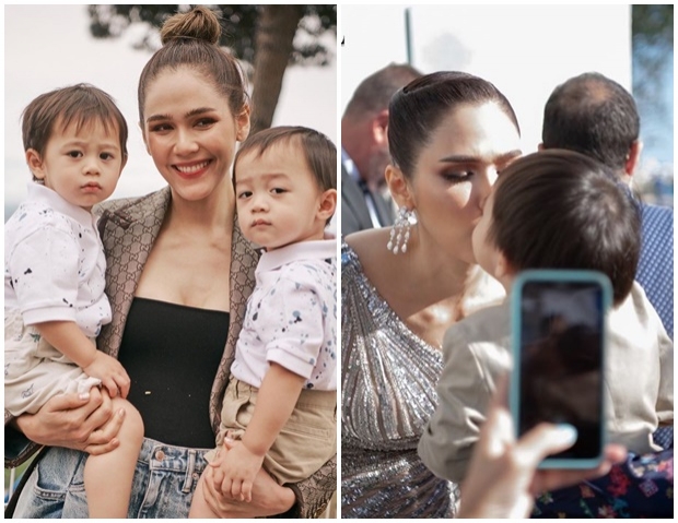 15 ภาพน่ารักแบบจุกๆ โมเมนต์แม่ลูก ชมพู่ กับ สายฟ้า-พายุ ที่เมืองคานส์