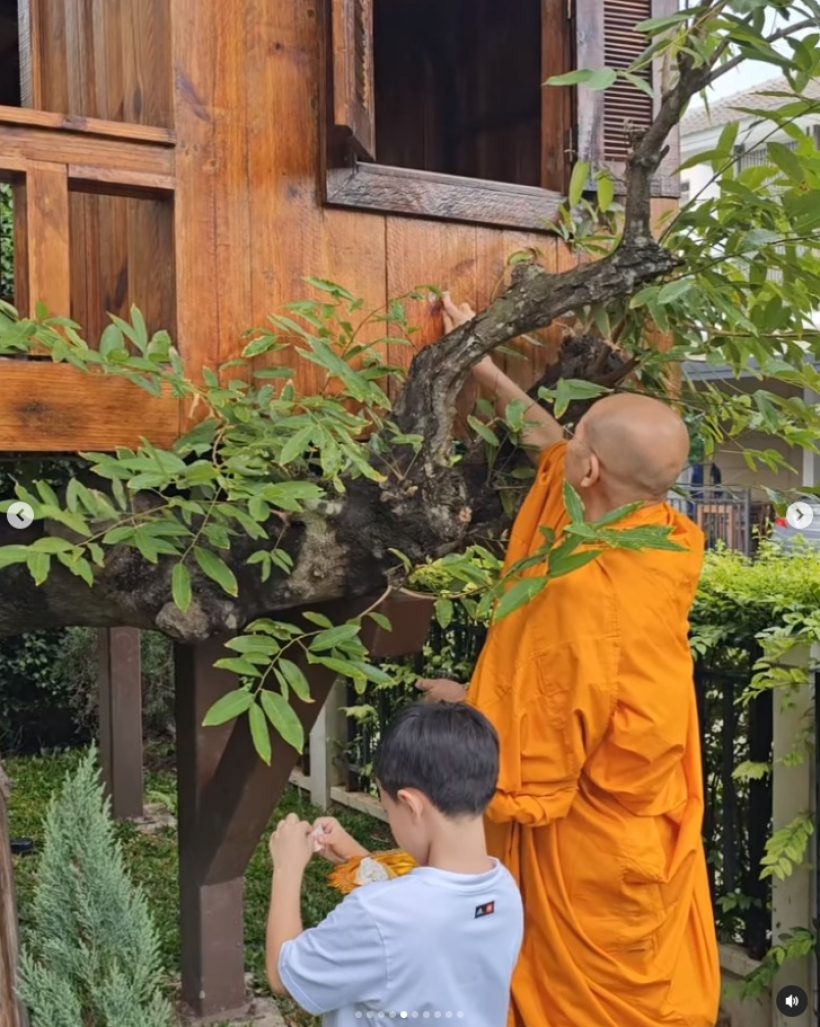  ชื่นมื่น! ชมพู่ทำบุญบ้านครั้งใหญ่ เอ็นดูสายฟ้า-พายุเป็นงานเป็นการมาก