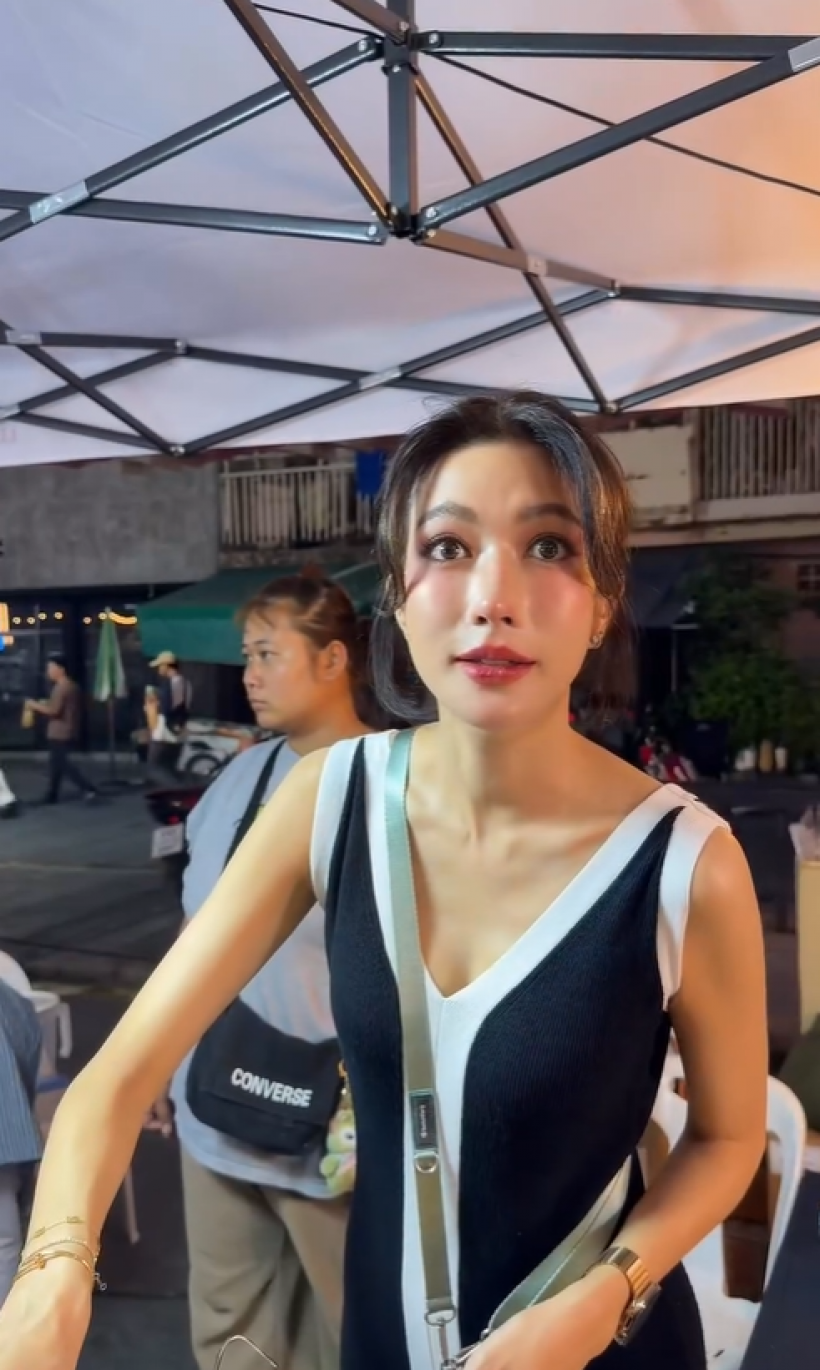 เเม่ค้าคนนี้หน้าคุ้น! สวยมีออร่า ที่เเท้คือนางร้ายละครดัง