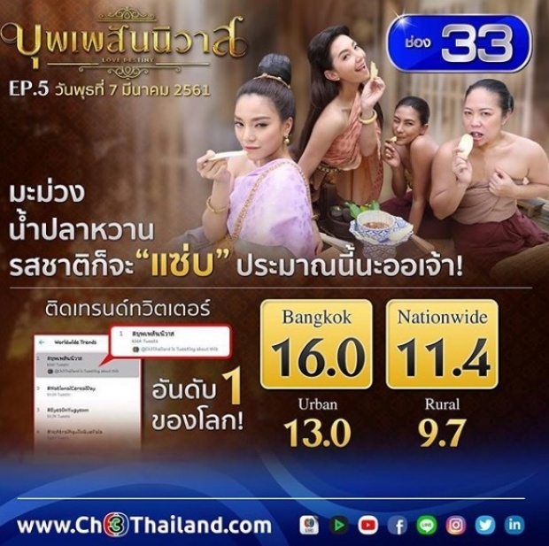 ทะลุโลกไปแล้ว! เปิดเรตติ้ง บุพเพสันนิวาส เทียบ นาคี ชัดๆ! แซงไม่แซง?