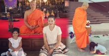 เปิดภาพสุดประทับใจ!!น้องนาวาใส่บาตรหลวงพ่ออาร์ท