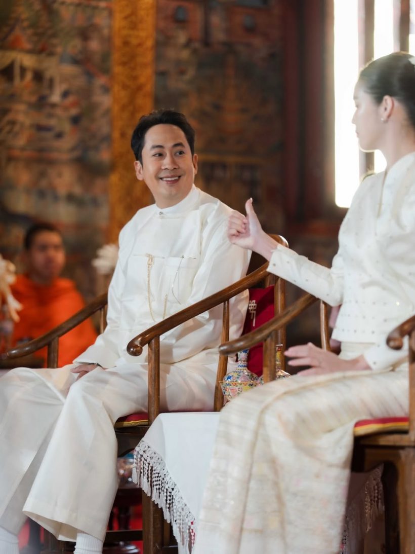 คู่รักดาราควงเเขนทำบุญชื่นมื่น เพื่อนๆในวงการแห่ยินดี