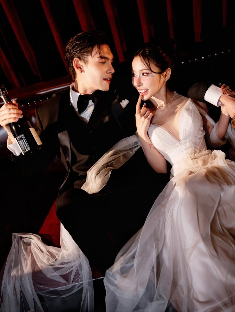 พระเอกฮอต ควงแฟนสาวเข้าพิธีวิวาห์ สวยหล่อออร่าพุ่ง