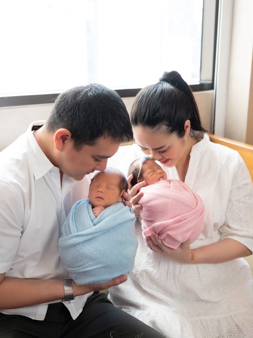 คนบันเทิงเเห่ยินดี ไฮโซสาวหมื่นล้าน คลอดลูกเเฝดชายหญิงเเล้ว
