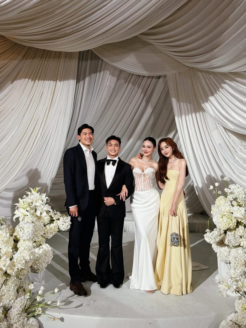 เเทบกรี๊ด! หม้ายสาวลูก 2 พาเเฟนหนุ่มคนใหม่เปิดตัวที่งานเเต่ง
