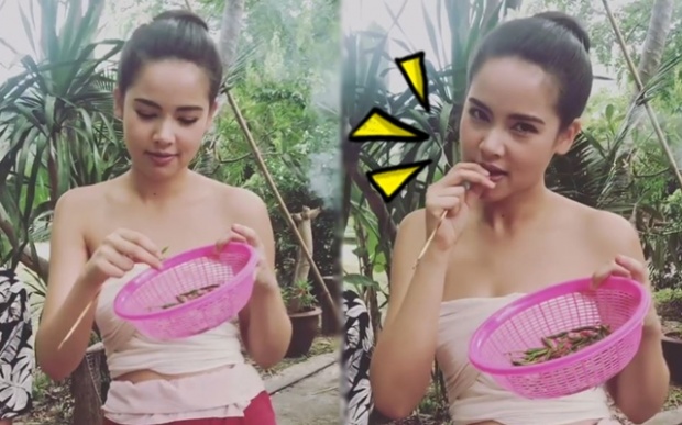 สุดยอด!! “ญาญ่า” โชว์กินพริกขี้หนูสดๆ พร้อมปิ้งไส้กรอกอีสานร้อนๆ (มีคลิป)