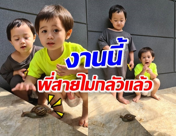 เอ็นดูไปหมด! ‘น้องสายฟ้า-น้องพายุ’ คุยกับหอยทากยามเช้า (คลิป)