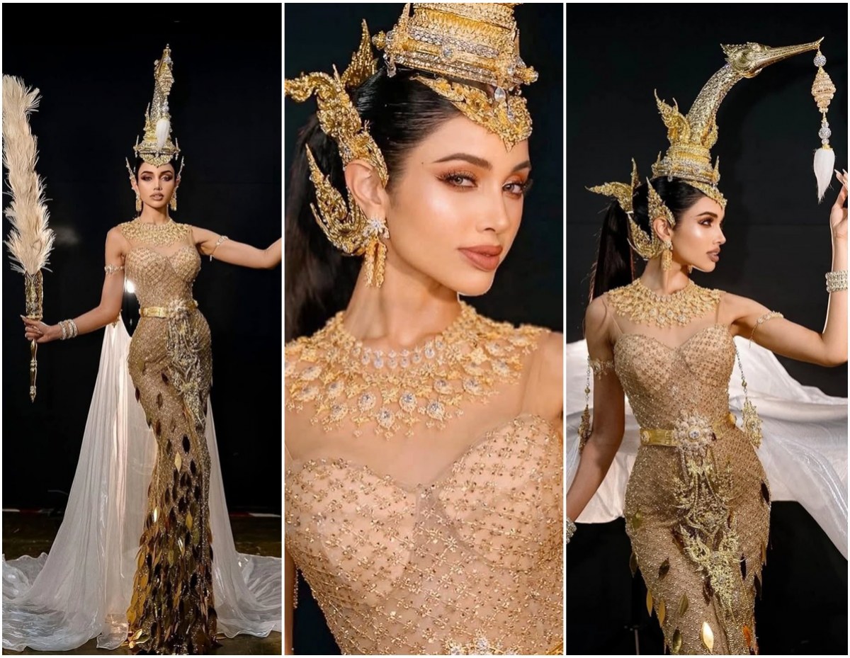 จากเหรียญ 5 บาท สู่รันเวย์ เเฟนๆฮือฮาชุดประจำชาติมิสยูนิเวิร์สสระบุรี
