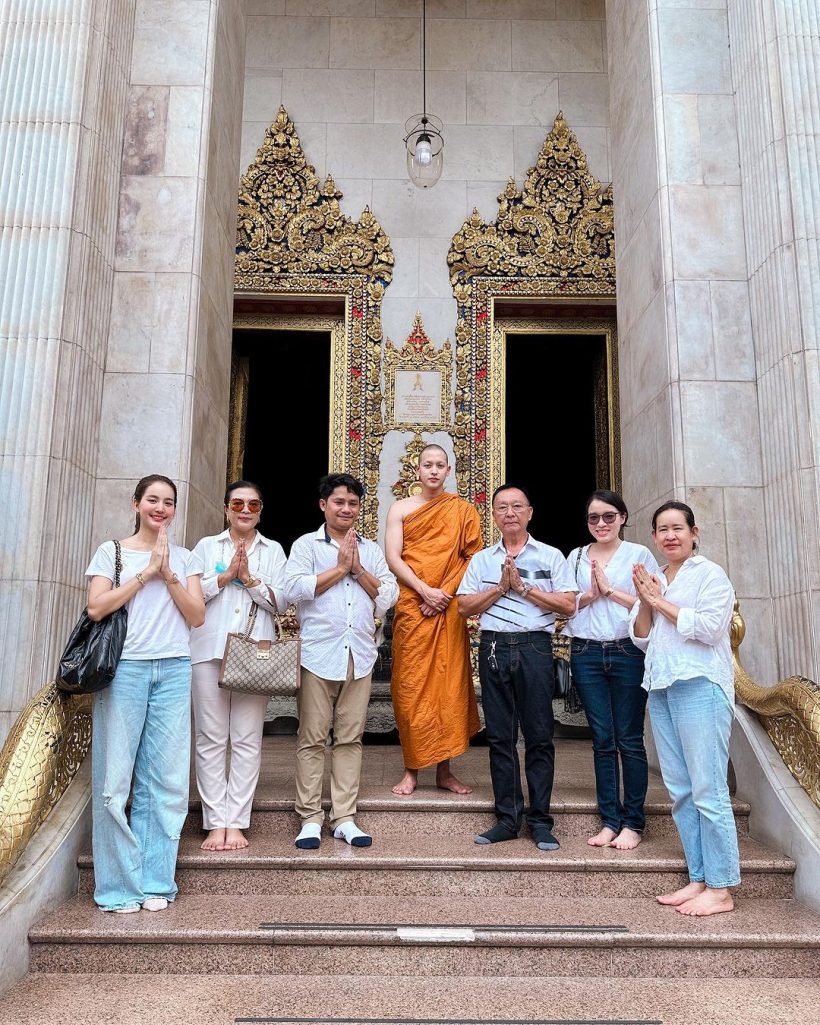 อนุโมทนาบุญ นางเอก ดัง โผล่กราบ “หลวงพี่เจมส์จิ” ถึงที่วัด