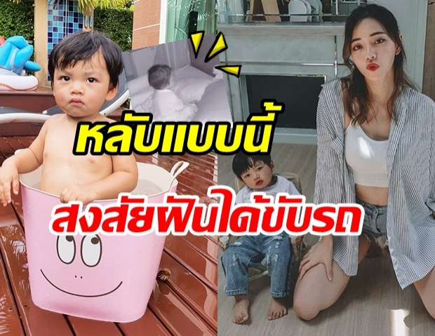 เผยความน่ารัก น้องไทก้า โชว์ท่าหลับแนวใหม่ สงสัยฝันว่าขับรถ(คลิป)