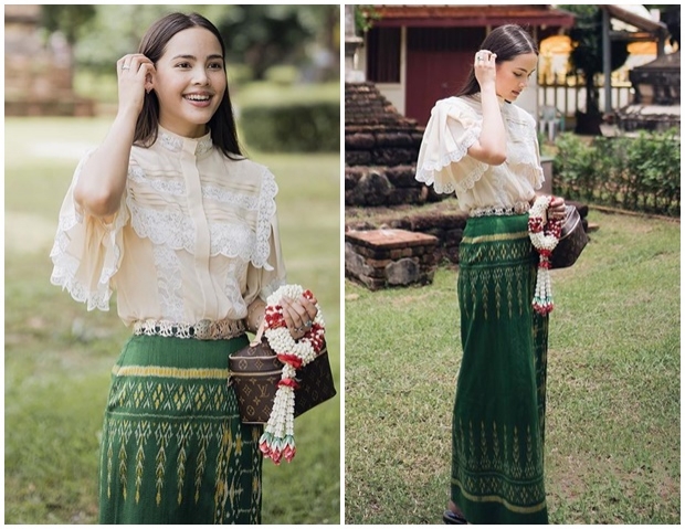 ญาญ่า สาวลูกครึ่งฝรั่ง สวมใส่ผ้าซิ่น ภาพนี้งดงามเล่อค่ามาก