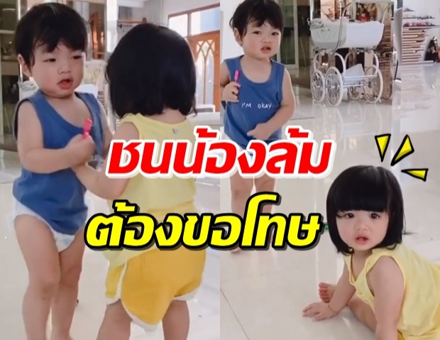 ‘น้องไทก้า’ วิ่งชน ‘น้องดิสนีย์’ จนรีบขอโทษแถมปลอบด้วยวิธีนี้ (คลิป)