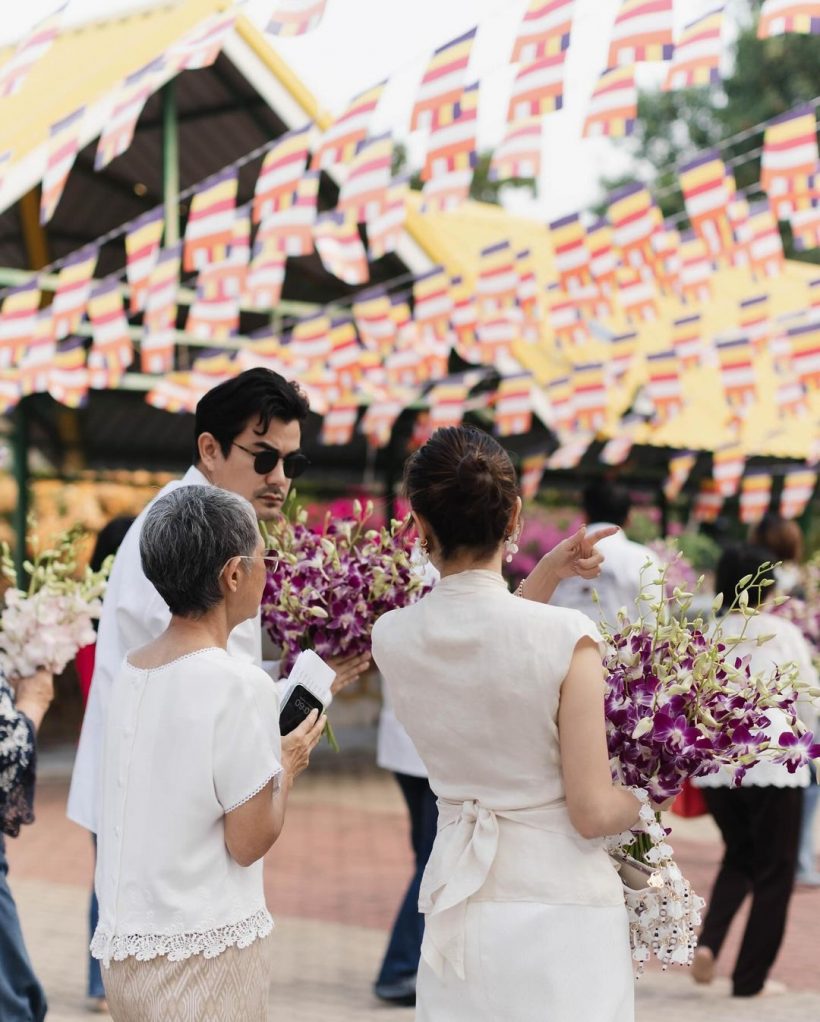 เเห่อนุโมทนา พระเอกมาดเข้มควงภรรยาทำบุญใหญ่หลังเเต่ง