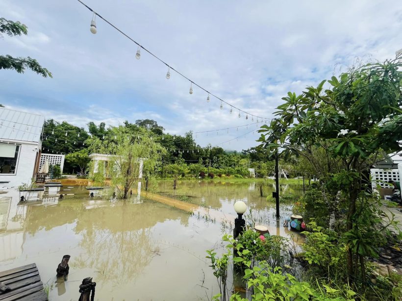  เปิดภาพรีสอร์ตคาเฟ่ราชินีดอกหญ้า ถูกน้ำท่วมต้องปิดชั่วคราว