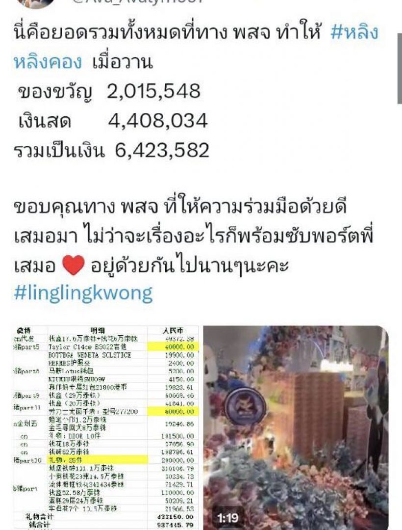 อึ้งมาก!แม่จีนเปย์หลิงหลิงคองเป็นเงินเกือบ8หลัก!!