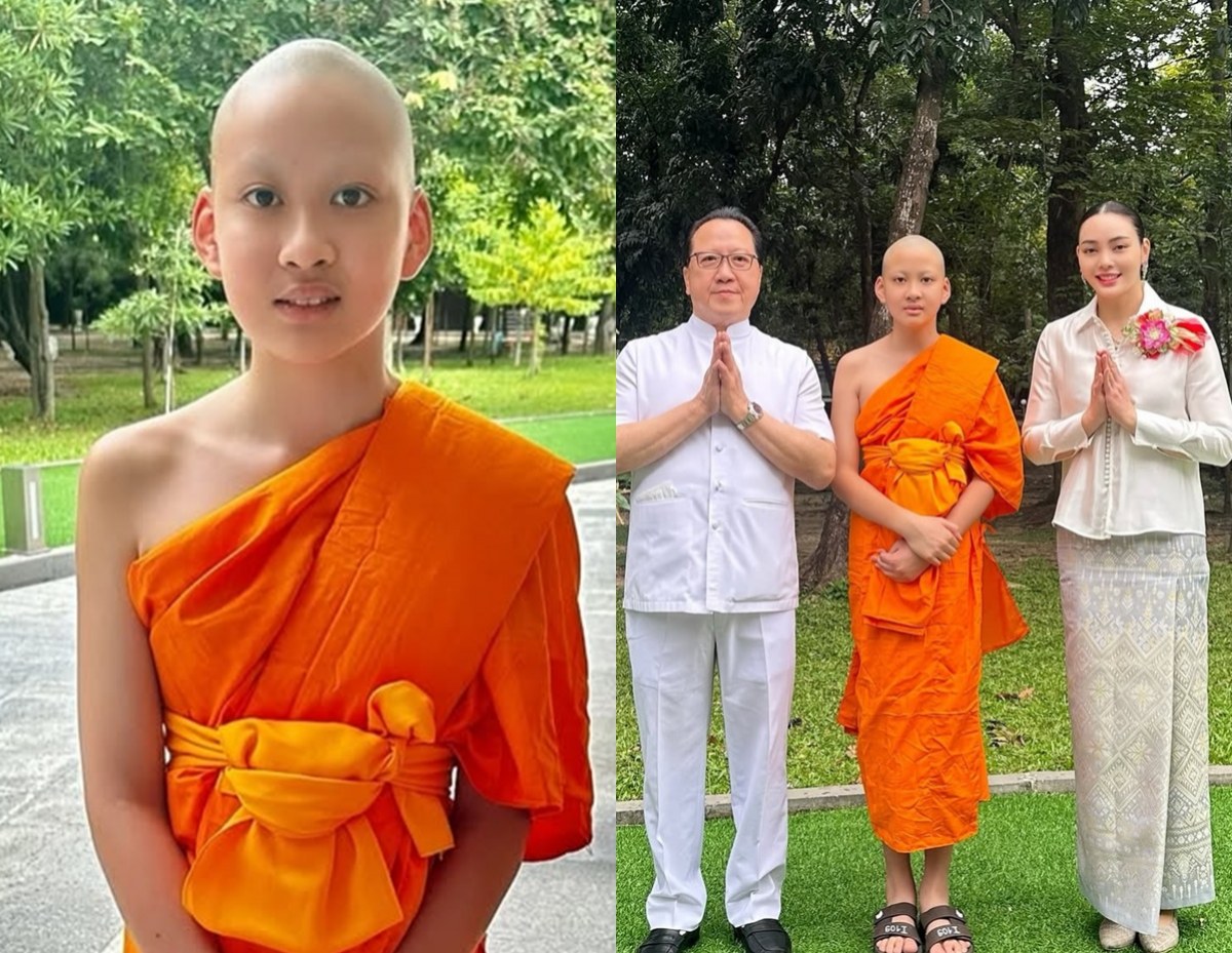 ครอบครัวเบญจรงคกุลสุดปลื้ม! เณรข้าวหอมบวชสามเณร