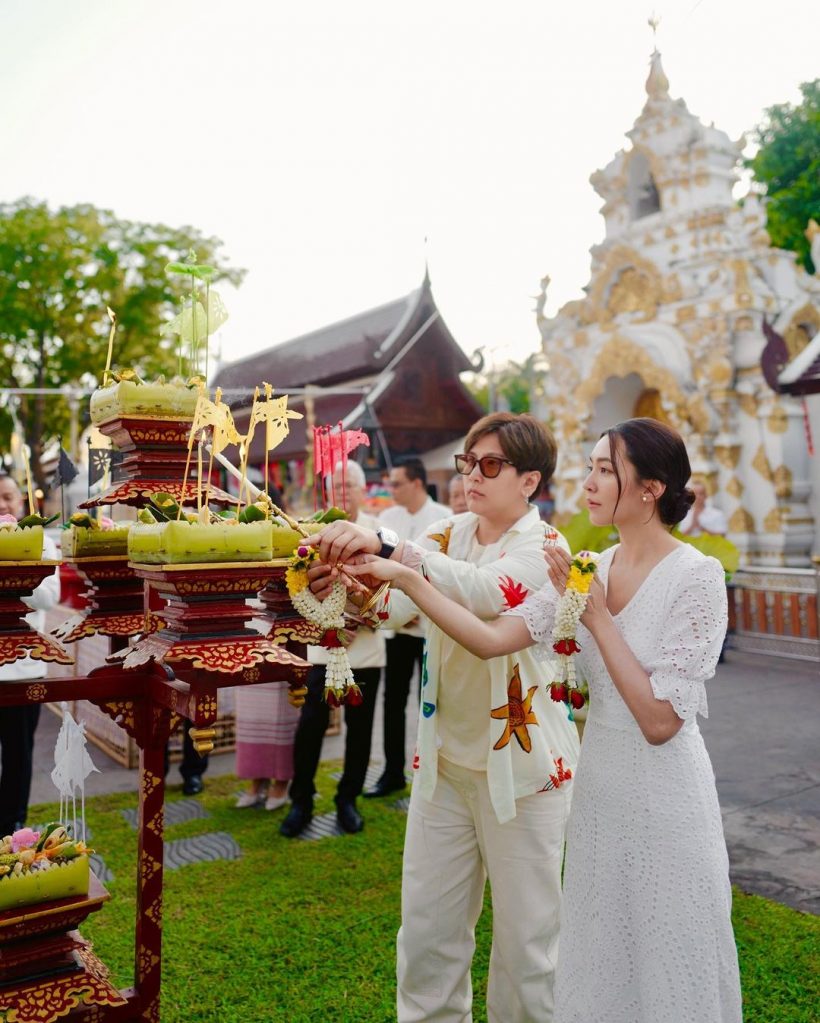 ส่องชุด เบลล่า ราณี ใส่ไปร่วมงานบุญ เป็นเจ้าภาพเครื่องบวงสรวง