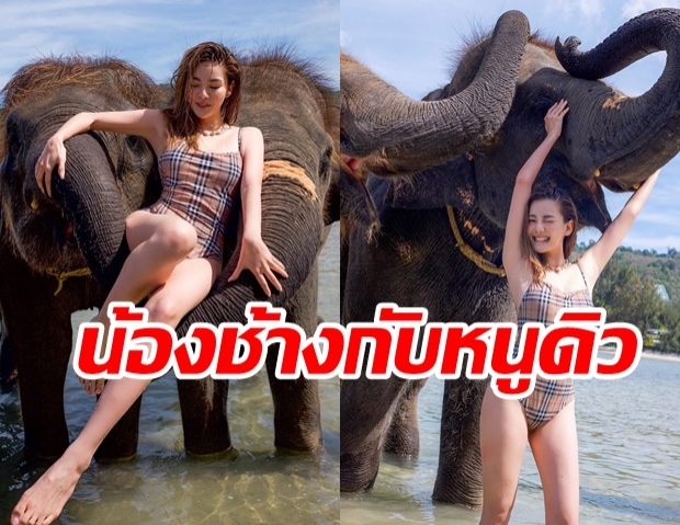 โฟกัสจุดไหนดี ดิว อริสรา ปล่อยความแซ่บรัวๆ ในชุดวันพีช เล่นกับช้างน้อย